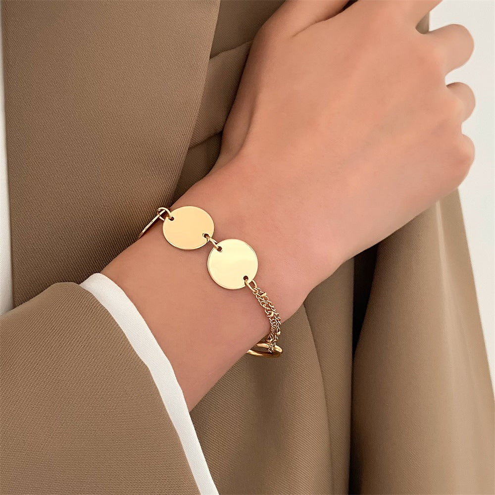 Wholesale Retro metal short disc clavicle chain